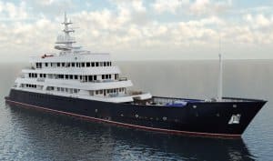 Luxury yacht navigating calm waters, showcasing sleek design and modern features, relevant to marine electrical services and yacht maintenance.