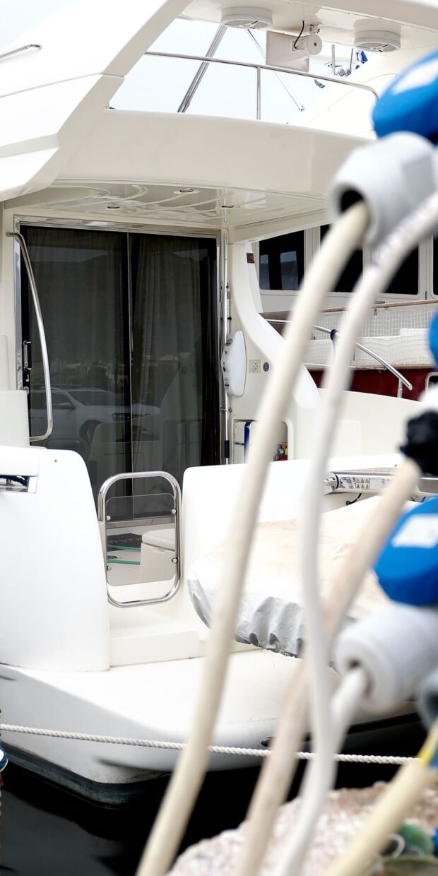 1 yacht electrical services in palm beach county Yacht interior with visible electrical connections and entrance, illustrating TESS Electrical LLC's yacht electrical services in Palm Beach County.