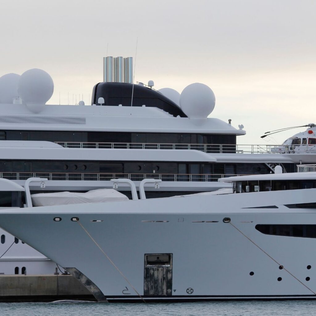 Luxury yacht with advanced marine technology and security features, highlighting the importance of yacht electrical systems and maintenance services in South Florida.