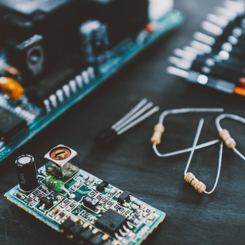 Circuit board with electronic components, including resistors and connectors, related to yacht electrical systems and maintenance.