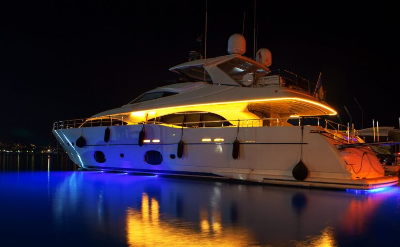 yacht at night