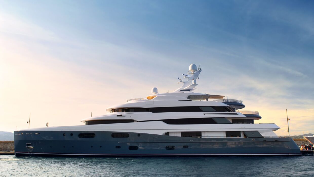 1 Luxury superyacht docked in South Florida, showcasing modern design and advanced lighting features relevant to LED refits.