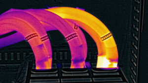 Thermal image showing infrared electrical survey of cables, highlighting temperature variations and potential issues in yacht electrical infrastructure.