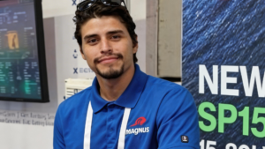TESS marine electrical technician with Magnus shore converter equipment in background